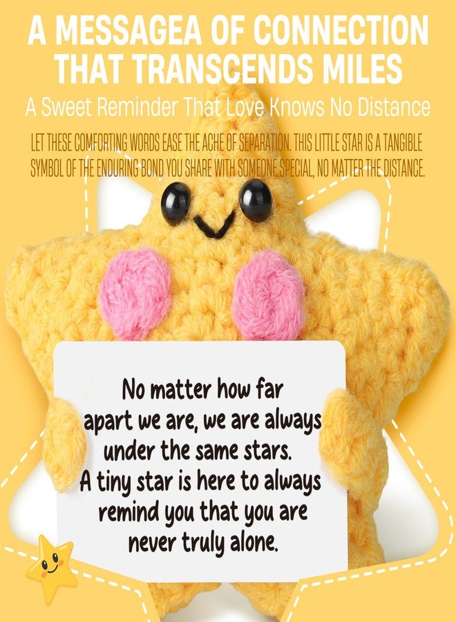 Heartfelt Gifting دمية نجمة صفراء مصنوعة بالكروشيه، هدية صداقة - ديكور داعم للراحة النفسية، هدية وداع للعلاقات عن بُعد، هدية مناسبة للأصدقاء والأزواج والأصدقاء وزملاء العمل - Image 2
