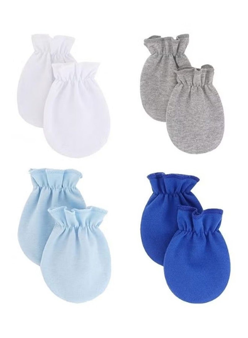 4 Pairs Of Baby Anti-Scratch Gloves, Elastic Adjustable Cotton Breathable Scratch-Resistant Gloves, Suitable For Boys And Girls 0-12 Months  - Image 1