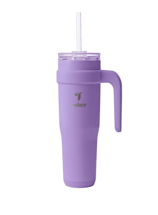 ريديوس كوب ريسايد المصنوع من الفولاذ المقاوم للصدأ بسعة 24 أونصة مع مقبض - كوب سفر معزول بتفريغ الهواء بجدار مزدوج، غطاء مقاوم للتعرق وماصة قابلة لإعادة الاستخدام - يحافظ على برودة المشروبات لمدة 24 ساعة، يناسب حاملات الأكواب، آمن للغسل في غسالة الأطباق - لون بنفسجي - Image 1