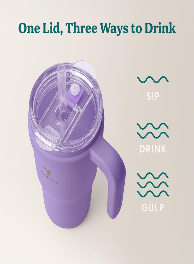 ريديوس كوب ريسايد المصنوع من الفولاذ المقاوم للصدأ بسعة 24 أونصة مع مقبض - كوب سفر معزول بتفريغ الهواء بجدار مزدوج، غطاء مقاوم للتعرق وماصة قابلة لإعادة الاستخدام - يحافظ على برودة المشروبات لمدة 24 ساعة، يناسب حاملات الأكواب، آمن للغسل في غسالة الأطباق - لون بنفسجي - Image 5