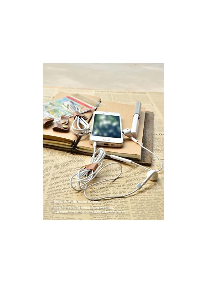 Green Tiger Leather Cable Straps, Leather Handmade Cord Keeper, Cord Organizer for USB Cable and Headphone Wire, Easy to Carry and Convenient to Use, Suitable for Work and Travel, 5 Colors, 20Pcs - Image 5