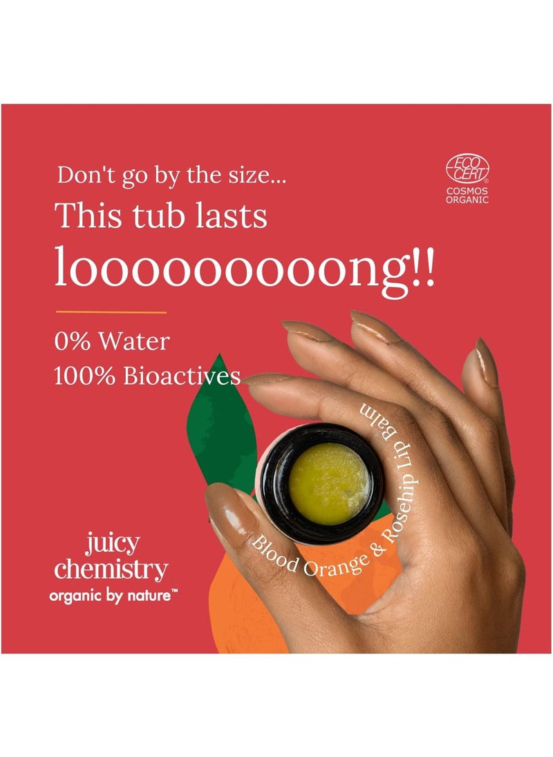 Juicy Chemistry Juicy Chemistry Blood Orange and Rosehip Lip Balm, 5g Organic Lip Balm For Dry, Chapped and Pigmented Lips, Ecocert Certified Organic For Unisex  - Image 3