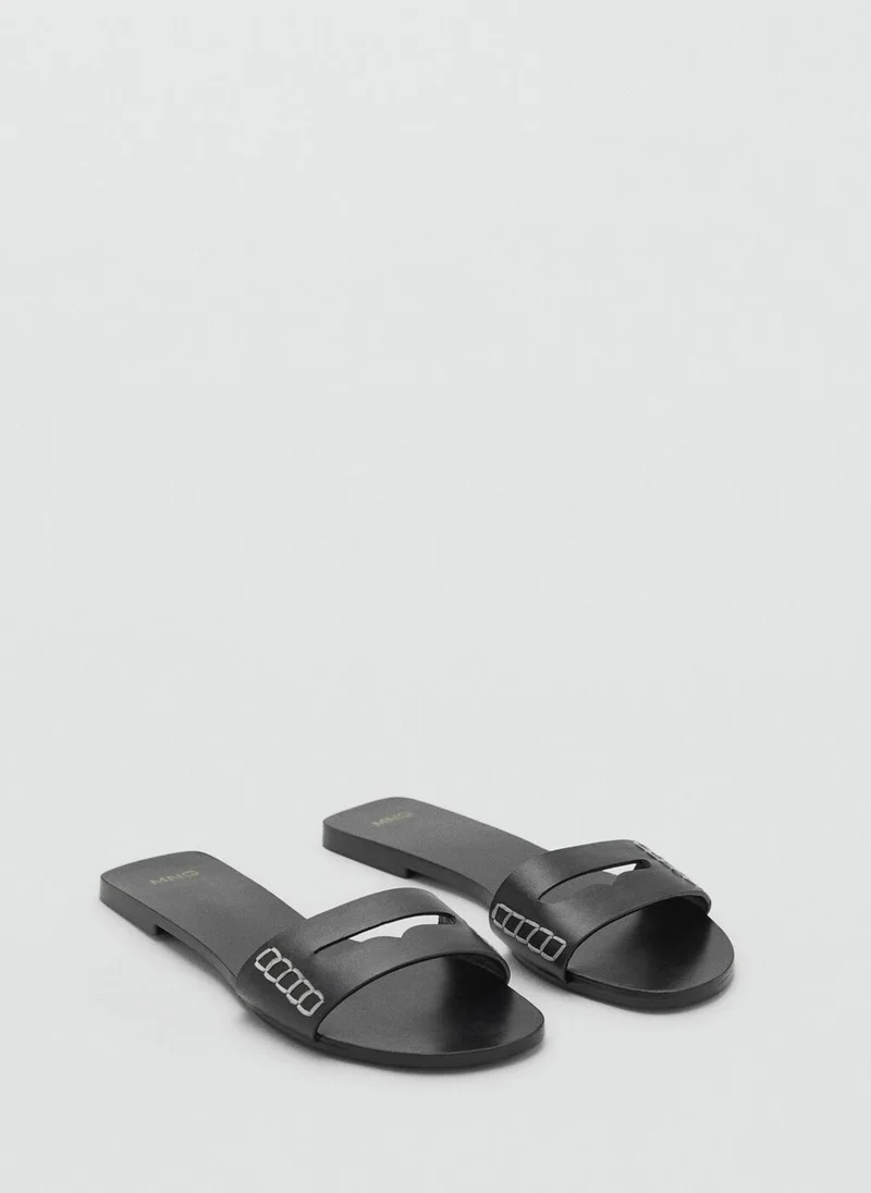 مانجو Casual Wide Strap Leather Sandals