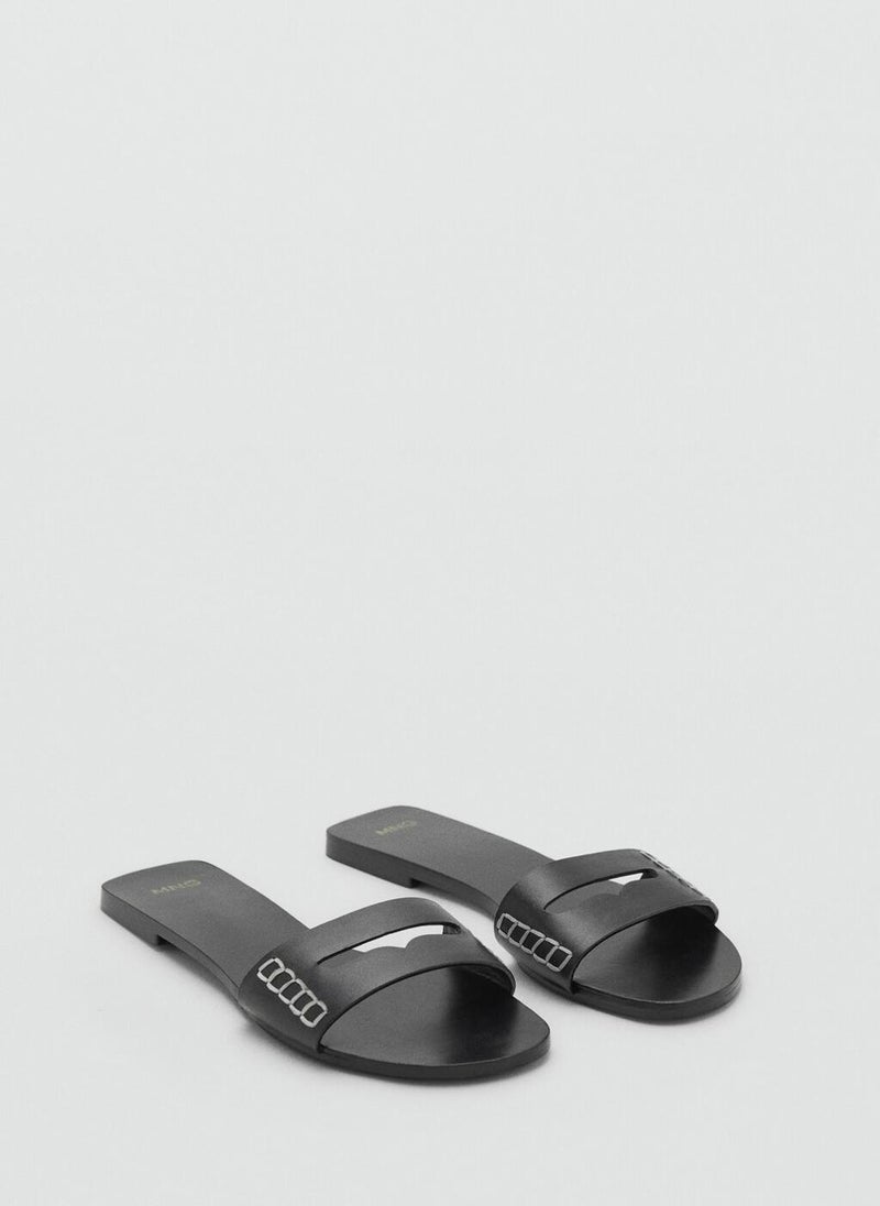 MANGO Casual Wide Strap Leather Sandals  - Image 2