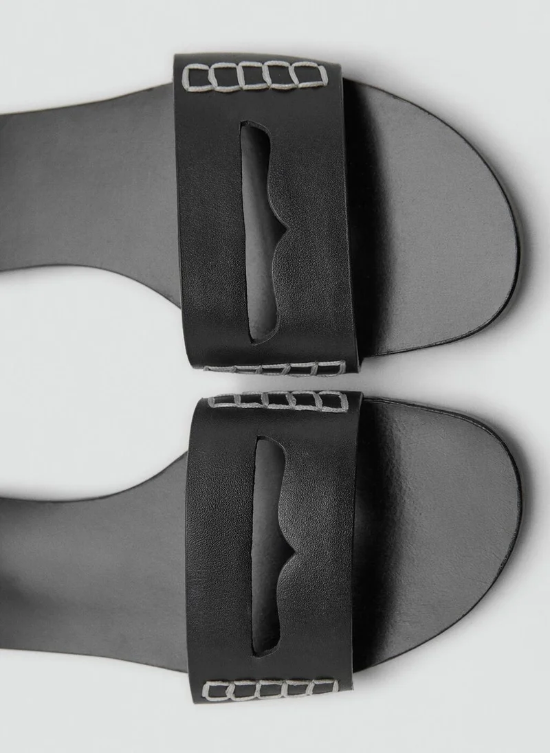 MANGO Casual Wide Strap Leather Sandals