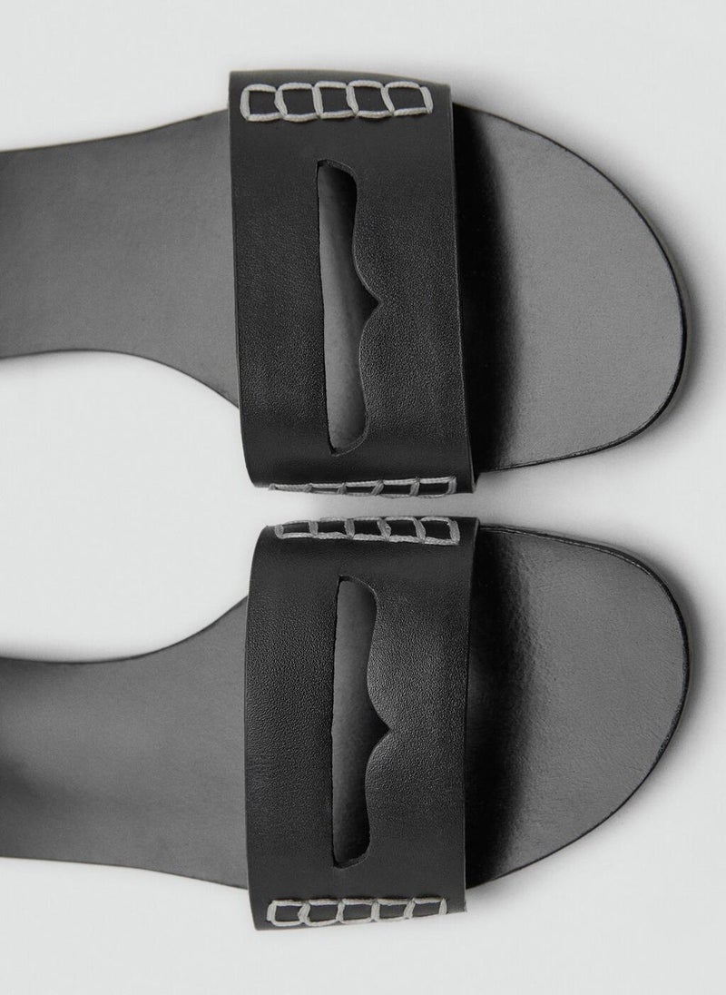 MANGO Casual Wide Strap Leather Sandals  - Image 4