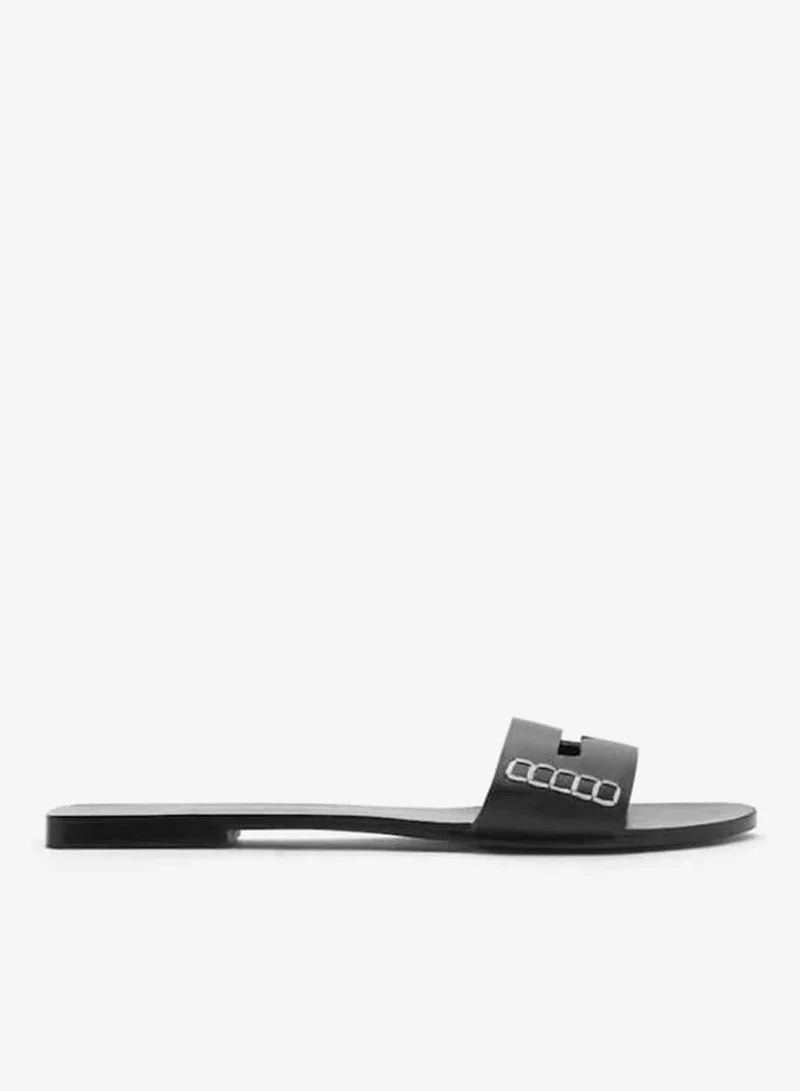 MANGO Casual Wide Strap Leather Sandals