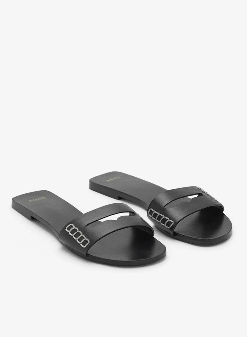 MANGO Casual Wide Strap Leather Sandals