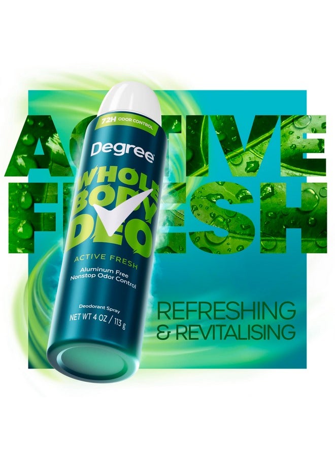 Degree Degree Men Whole Body Deodorant Active Fresh Spray for Men Aluminum Free 72H Odor Protection, 4 oz  - Image 2