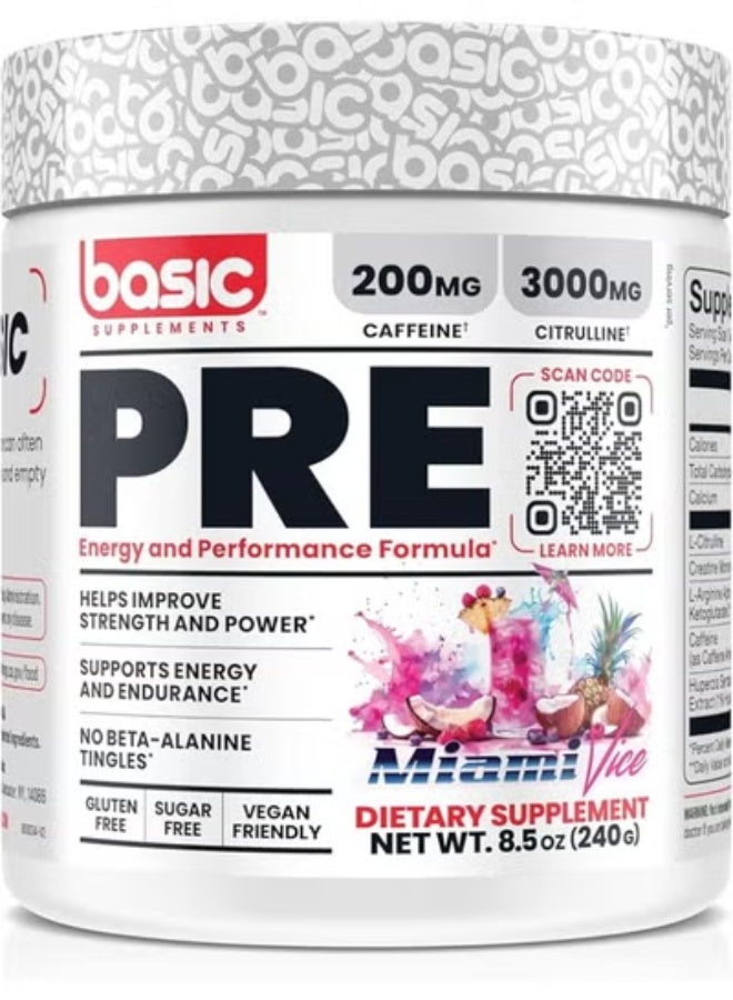 Basic Supplement Miami Vice Basic Pre Workout 240G - Image 1