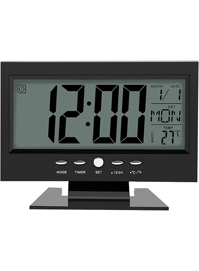 The Bros Electric Clock, Digital Alarm Clocks, LCD Digital Sound Sensor, Table Desk Alarm Clock, with Calendar and Temp Display, Table Deskalarm Clock, for Bedroom Living Room Office - Image 1
