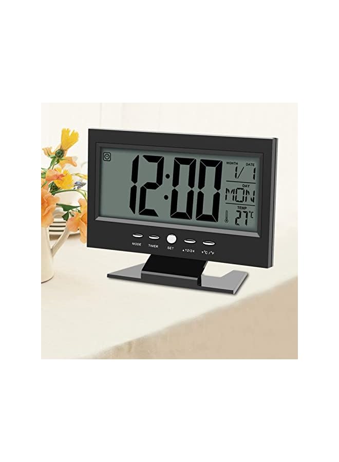 The Bros Electric Clock, Digital Alarm Clocks, LCD Digital Sound Sensor, Table Desk Alarm Clock, with Calendar and Temp Display, Table Deskalarm Clock, for Bedroom Living Room Office - Image 3
