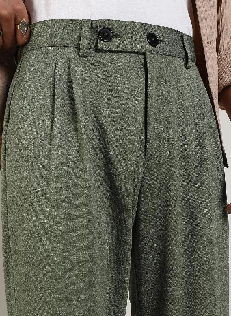 Campus Sutra  Lightweight - Tailored Heathered Trousers for Men | Best Price UAE