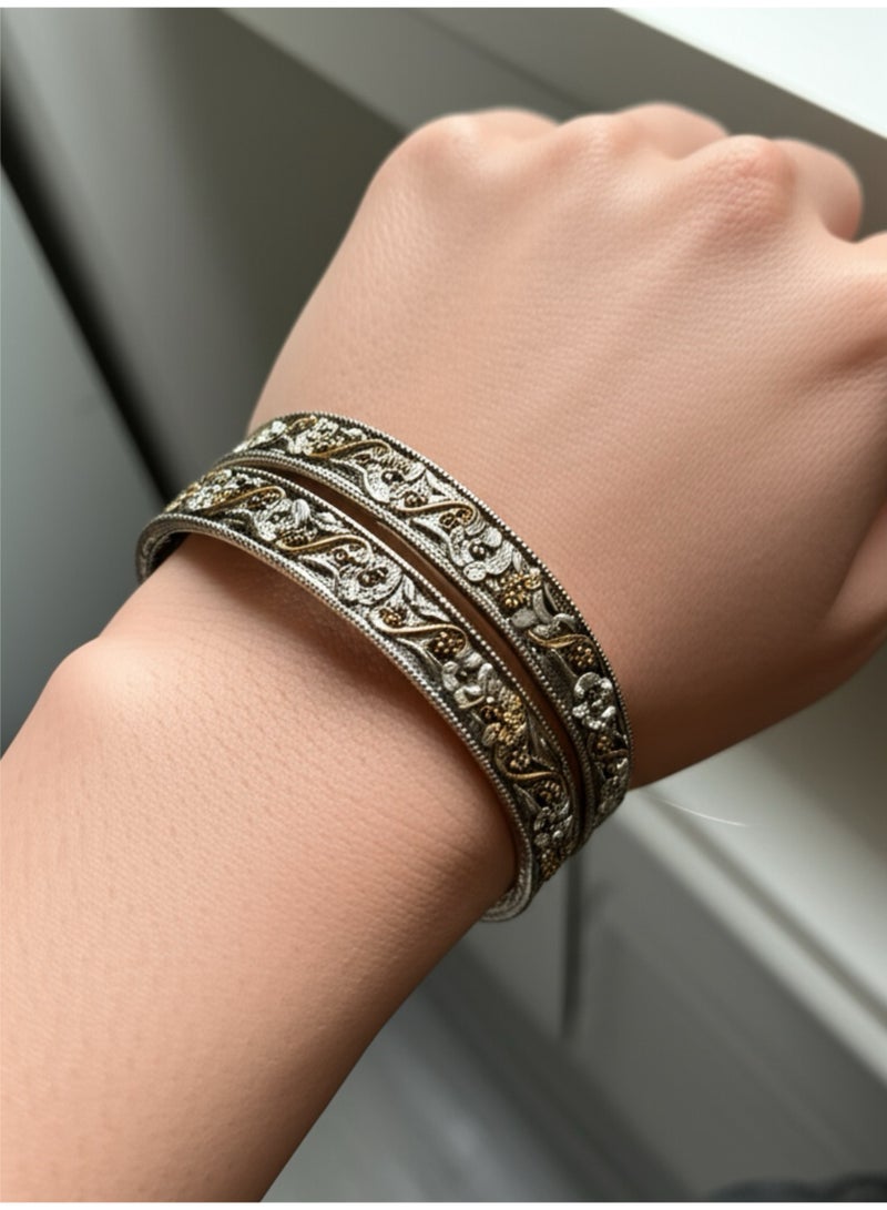 Pretty Precious Bangle Set with Oxidised Plating for Women (Set of 2) – Available in Size 2.4  | Traditional Boho Style - Image 5