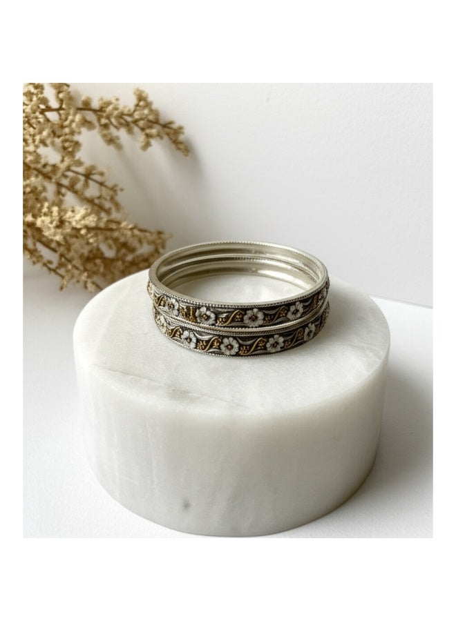 Pretty Precious Bangle Set with Oxidised Plating for Women (Set of 2) – Available in Size 2.4  | Traditional Boho Style - Image 3