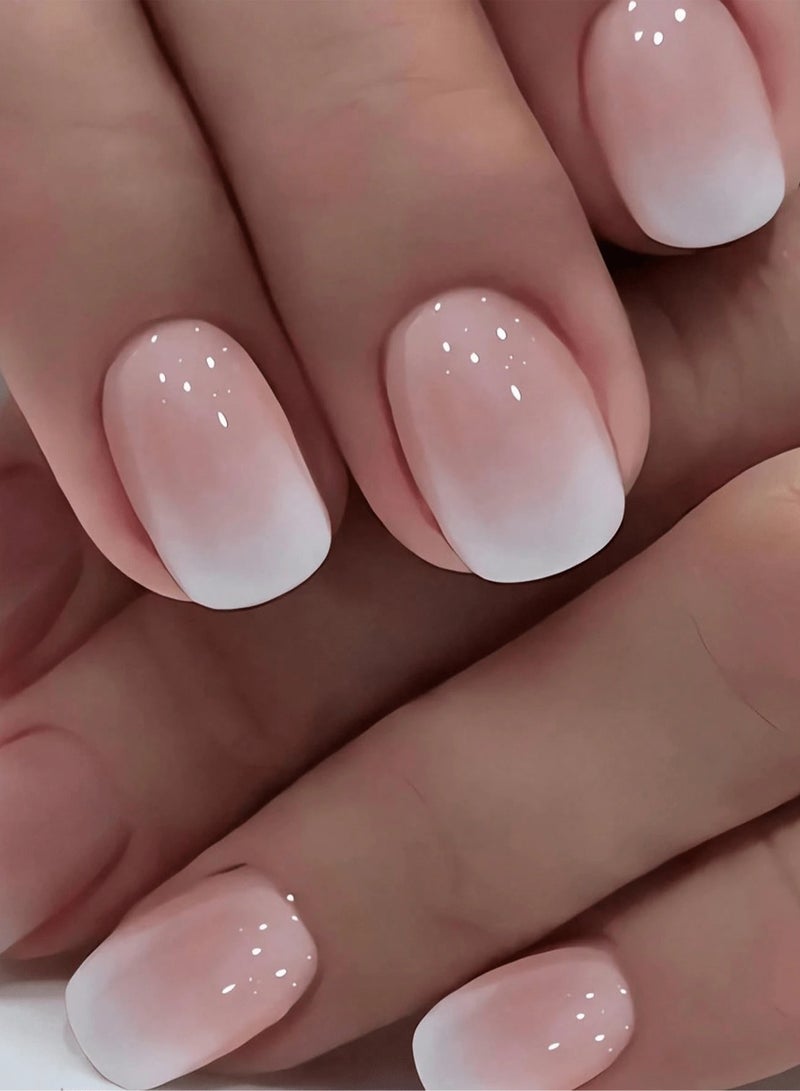 Square-shaped fake nails set – the box includes 24 nails, a nail file, and glue. - Image 1