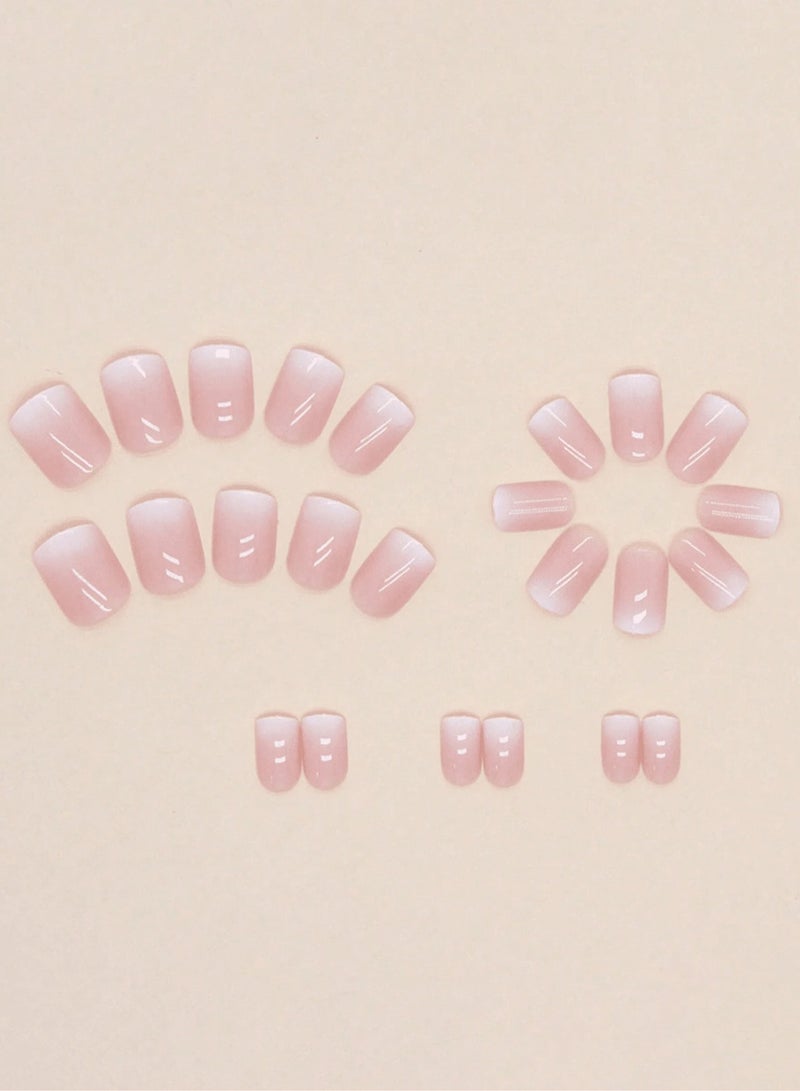 Square-shaped fake nails set – the box includes 24 nails, a nail file, and glue. - Image 3