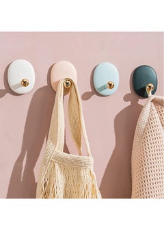 Excefore Adhesive Hooks Heavy Duty Waterproof in Shower for Hanging Loofah, Decorative Hook, Sticky Bathroom Door Kitchen Room Entryway Organizer (White Pink Blue Green, 4PCS)  - Image 1