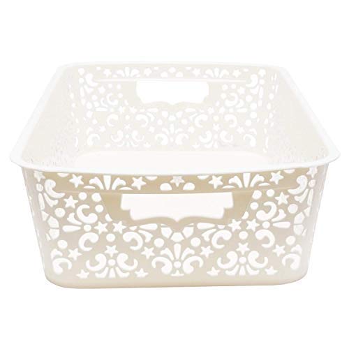 Cutting EDGE Plastic Storage Turkish Baskets with Lid Set of 1 Storing Fruit Vegetable Toys, Kitchen Bathroom Stationary Tools (White, Small) - Image 2