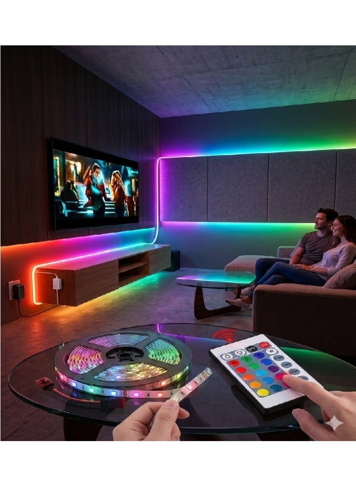 Smart RGB LED Strip Lights - 5 Meters - Complete Kit with Remote Control and Power Adapter, Easy Installation for Bedrooms and Behind the TV - Multiple Colors - Image 2