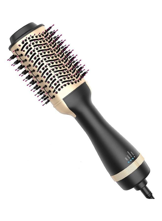 NIBEMINENT 3 In 1 Hair Dryer Brush Black/Gold - Image 1