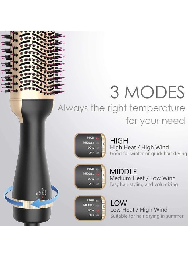 NIBEMINENT 3 In 1 Hair Dryer Brush Black/Gold - Image 4