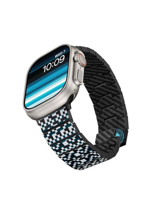 PITAKA - pitaka Apple Watch Band Compatible with Apple Watch Ultra 2/Ultra/10/9/8/7/6/SE/5/4/3/2/1, Adjustable Apple Watch Ultra 2 Band, 100% Carbon Fiber Apple Watch Band - Mosaic - Image 1
