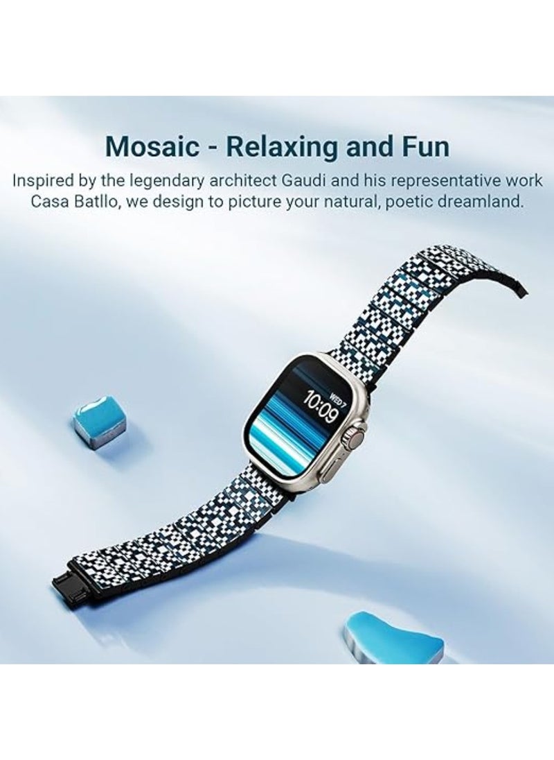 PITAKA - pitaka Apple Watch Band Compatible with Apple Watch Ultra 2/Ultra/10/9/8/7/6/SE/5/4/3/2/1, Adjustable Apple Watch Ultra 2 Band, 100% Carbon Fiber Apple Watch Band - Mosaic - Image 1