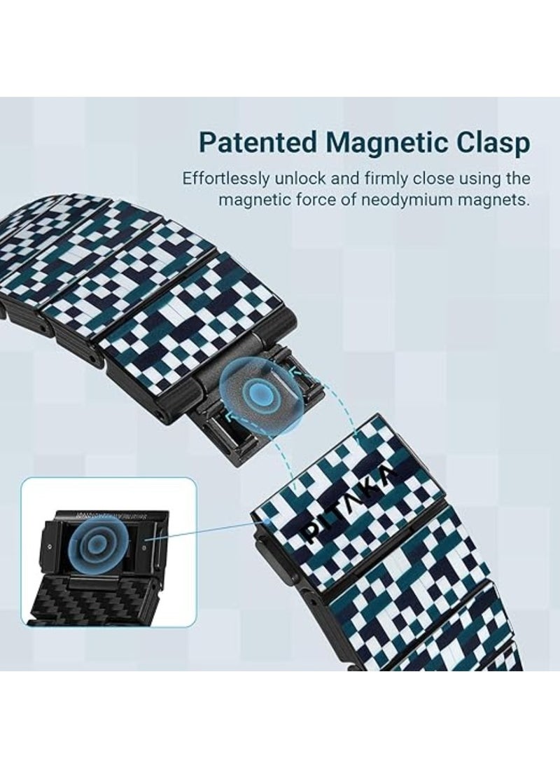 PITAKA - pitaka Apple Watch Band Compatible with Apple Watch Ultra 2/Ultra/10/9/8/7/6/SE/5/4/3/2/1, Adjustable Apple Watch Ultra 2 Band, 100% Carbon Fiber Apple Watch Band - Mosaic - Image 1