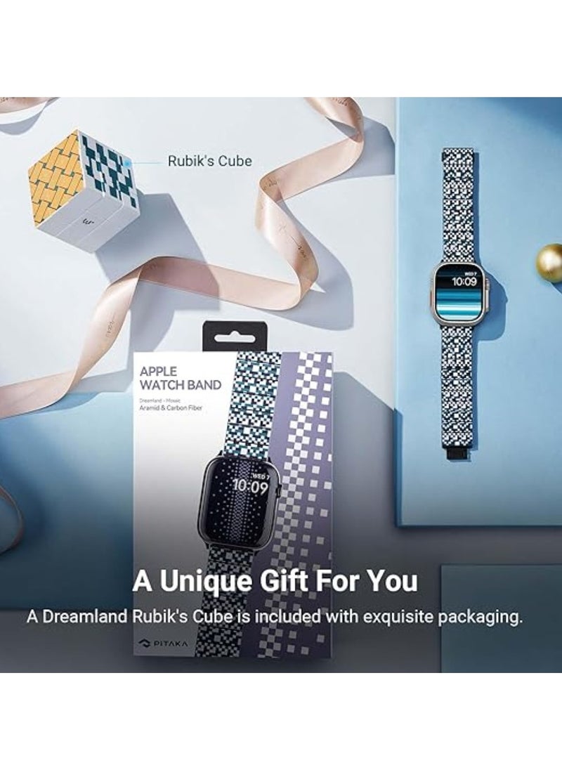 PITAKA - pitaka Apple Watch Band Compatible with Apple Watch Ultra 2/Ultra/10/9/8/7/6/SE/5/4/3/2/1, Adjustable Apple Watch Ultra 2 Band, 100% Carbon Fiber Apple Watch Band - Mosaic - Image 1