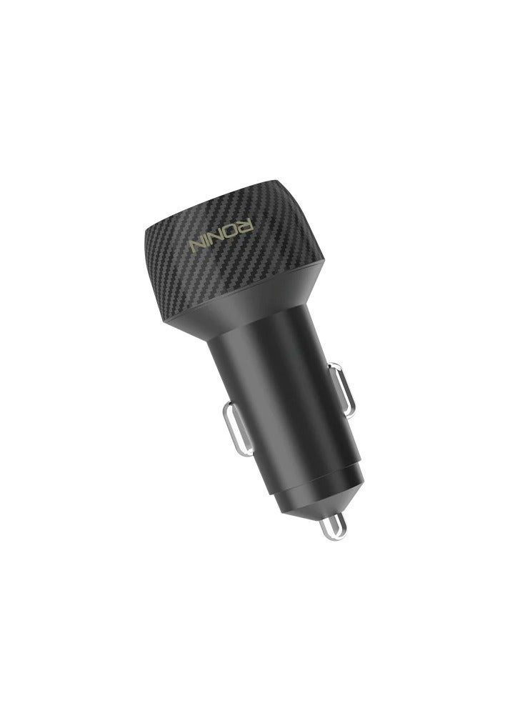 رونين شاحن سيارة رونين نوس R-2505 - قدرة 48 واط - منفذان USB - شحن سريع PD 30 واط و QC 18 واط - حماية من الحرارة والشحن الزائد - متوافق مع الهواتف والأجهزة اللوحية والسماعات - أسود - Image 3
