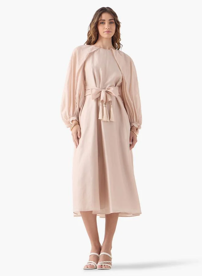 ايكونيك فستان بأكمام حجمية أيقونية مع رباط