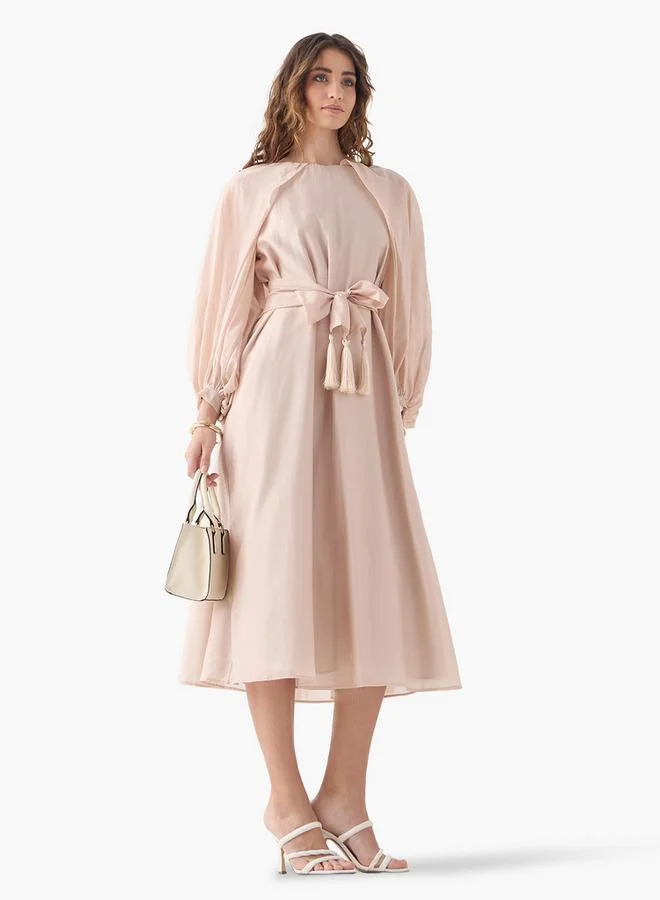 ايكونيك فستان بأكمام حجمية أيقونية مع رباط