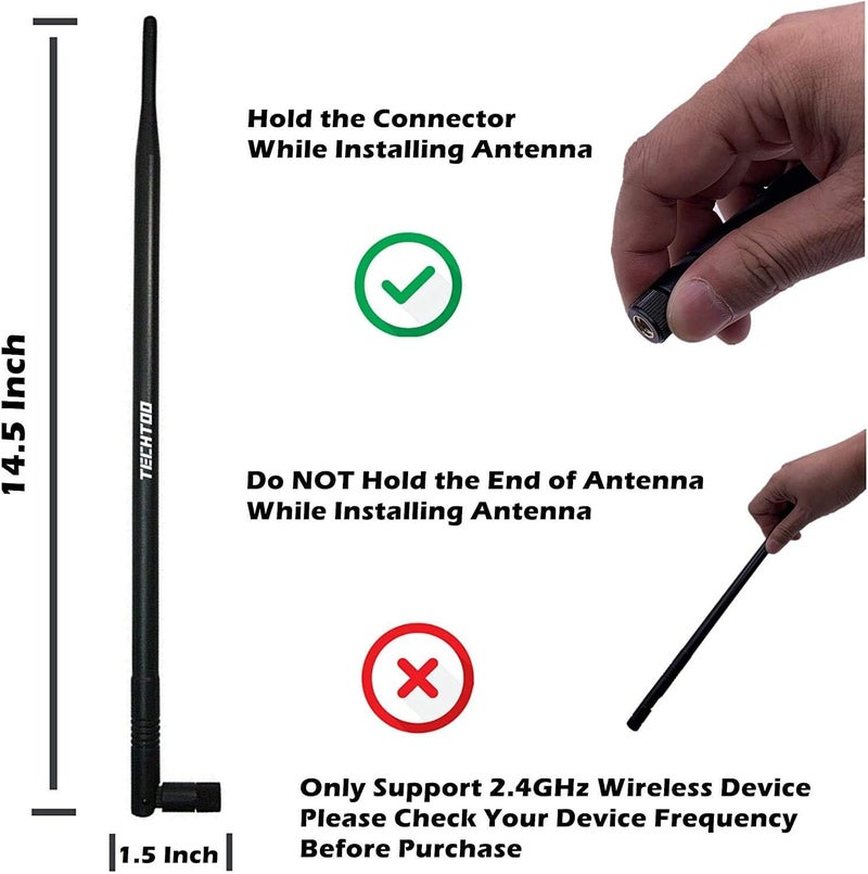 TECHTOO 9dBi WiFi Antenna with SMA Male Connector Compatible W/Foscam Anran Haloview IP Camera & Other Wireless Security Camera Antenna - 2.4Ghz Wireless Networking Device (SMA-Plug 2Pack) - Image 5