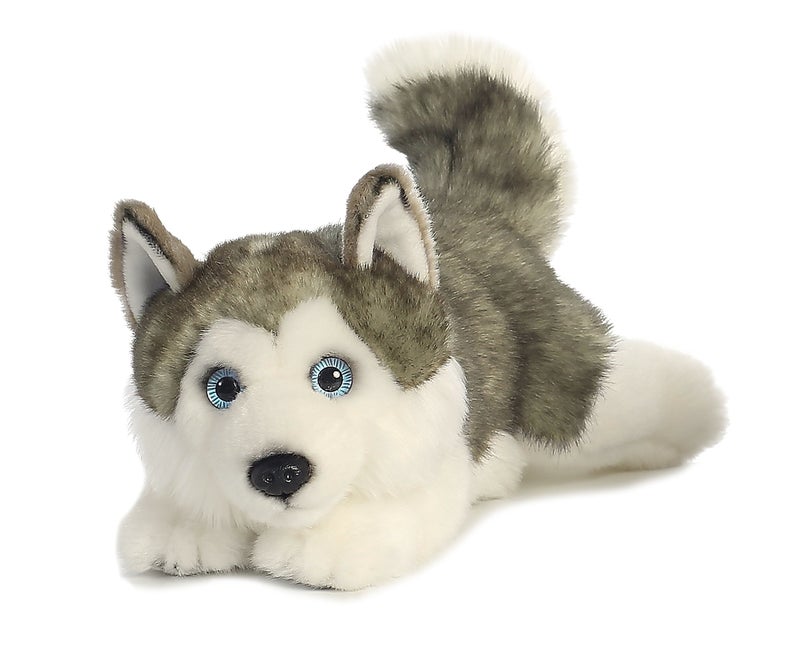 AuroraÂ® Realistic MiyoniÂ® Lying Husky Stuffed Animal - Lifelike Details Make a Cherished Companion - Perfect for Decorating Bedrooms or Classrooms - Gray 11 Inches - Image 1