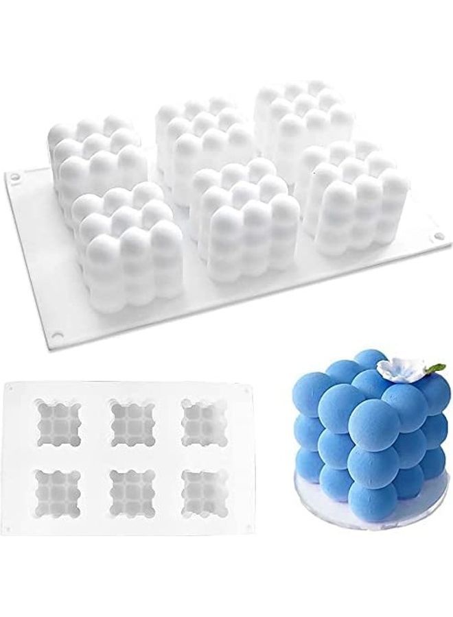 NIBEMINENT 3D Rubik Cube 6-Cavity Silicone Molds White 6.54 x 11.02inch - Image 1
