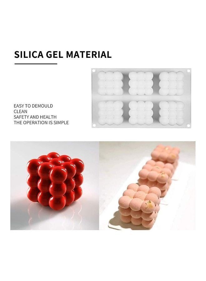 NIBEMINENT 3D Rubik Cube 6-Cavity Silicone Molds White 6.54 x 11.02inch - Image 3