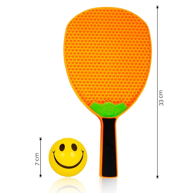 RATNA'S لعبة بال كرة كلاسيكية خارجية مع 2 مضارب و 2 كرة ناعمة للأطفال من 3 سنوات فما فوق - Image 4