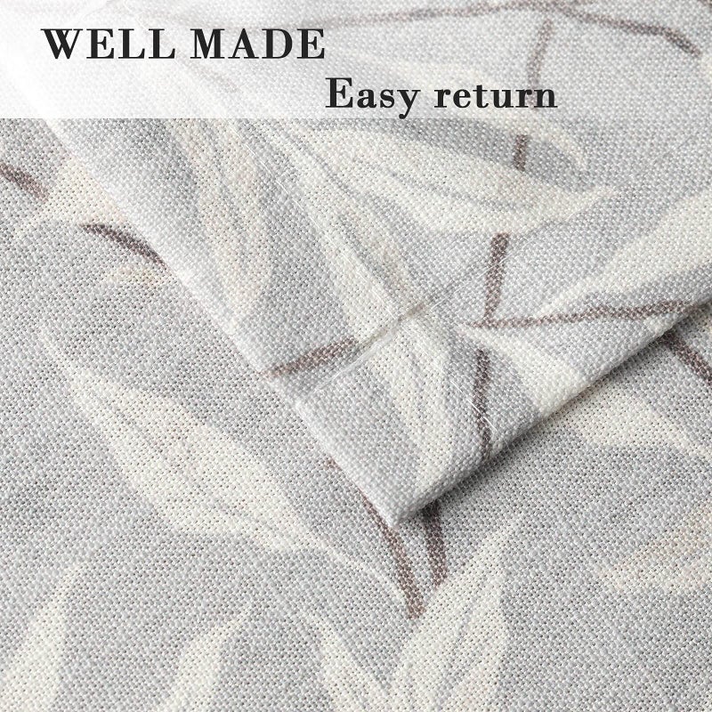 VOGOL Grey Leaves Print Curtain Valance, Linen Textured Tie Up Window Shade Rod Pocket Tie-up Adjustable Valances for Bathroom, 52 x 18, One Piece - Image 5