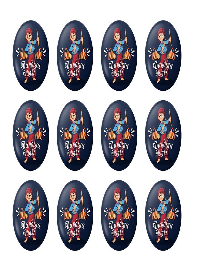 Hubops dandiya badge Round Pin Button Badge for Navratri Celebration garba dandiya Other Events dandiya night Badge (58mm pack of 12) - Image 1