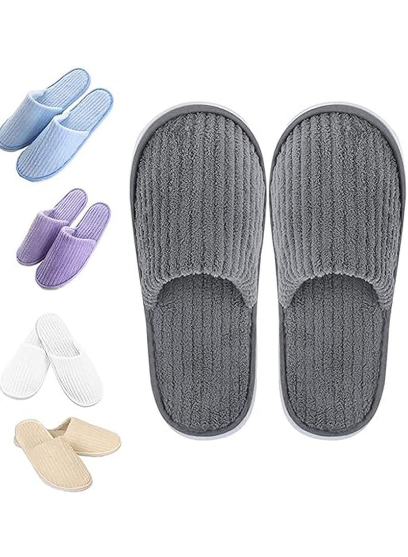 Tanyaz Disposable Slippers, 5 Pairs Closed Toe Spa Slippers Coral Fleece Washable Home Slippers for Women Men Guests Hotels House Slippers Housewarming Party Indoors Bathroom Traveling - Image 1
