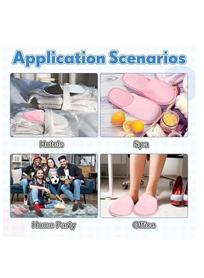 Tanyaz Disposable Slippers, 5 Pairs Closed Toe Spa Slippers Coral Fleece Washable Home Slippers for Women Men Guests Hotels House Slippers Housewarming Party Indoors Bathroom Traveling - Image 4