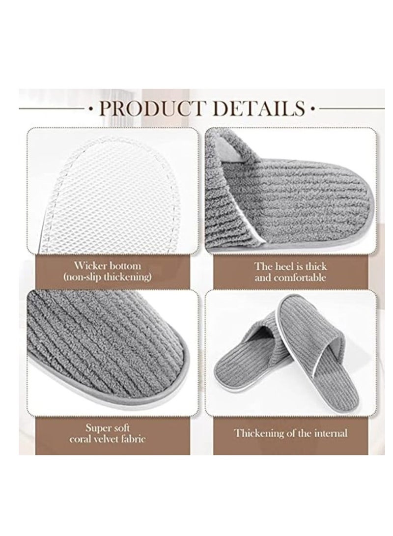 Tanyaz Disposable Slippers, 5 Pairs Closed Toe Spa Slippers Coral Fleece Washable Home Slippers for Women Men Guests Hotels House Slippers Housewarming Party Indoors Bathroom Traveling - Image 5