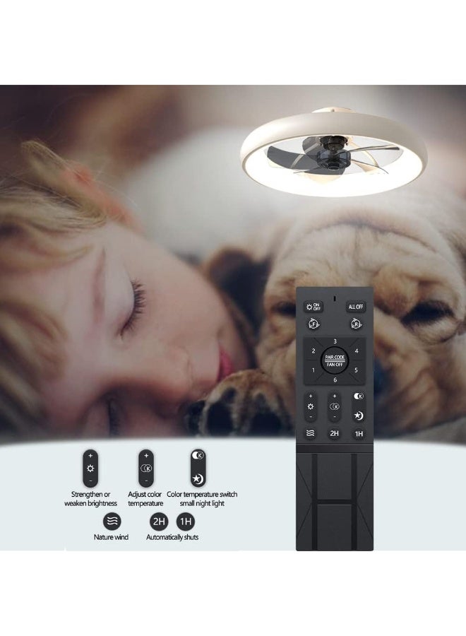 YOUWE7 مراوح سقف YOUWE7 مزودة بإضاءة وجهاز تحكم عن بعد، مروحة منخفضة الارتفاع مقاس 20 بوصة مزودة بإضاءة، 6 سرعات للرياح، مراوح سقف LED حديثة قابلة للتعتيم، مروحة سقف ذكية لغرفة النوم وغرفة الأطفال (أبيض) - Image 5