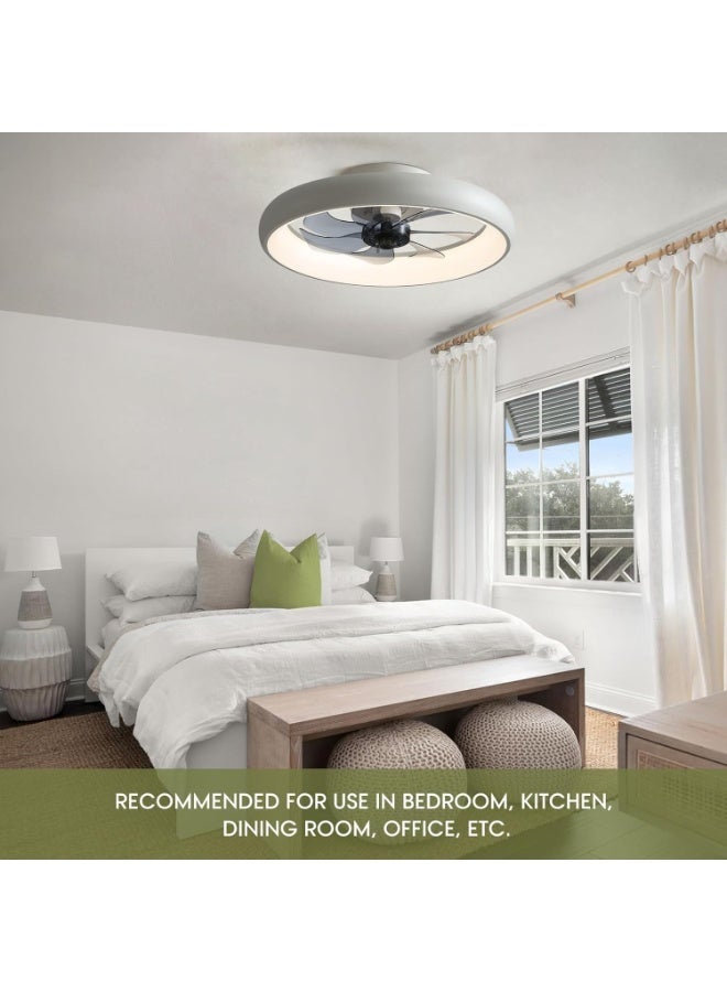 YOUWE7 مراوح سقف YOUWE7 مزودة بإضاءة وجهاز تحكم عن بعد، مروحة منخفضة الارتفاع مقاس 20 بوصة مزودة بإضاءة، 6 سرعات للرياح، مراوح سقف LED حديثة قابلة للتعتيم، مروحة سقف ذكية لغرفة النوم وغرفة الأطفال (أبيض) - Image 4