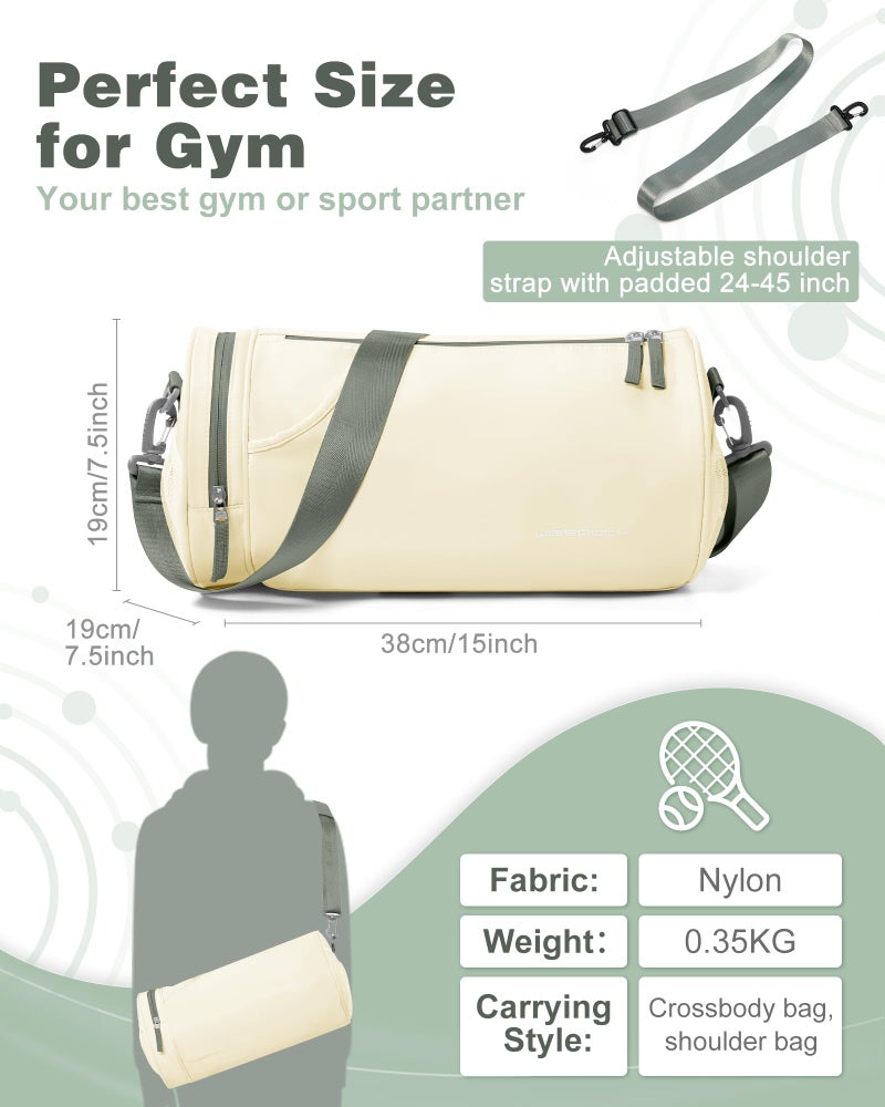 WISEPACK Small Gym Bag for Women Waterproof Mini Duffle Bag Womens Spotrs Workout Bags Small Travel Duffel Bag with Wet Pocket Carry on Weekender Bags for Dance Swimming,Gym,Yoga,Fitness Beige Green - Image 2