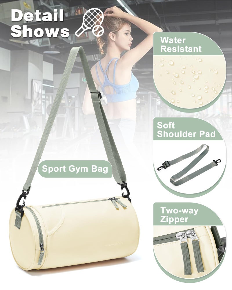 WISEPACK Small Gym Bag for Women Waterproof Mini Duffle Bag Womens Spotrs Workout Bags Small Travel Duffel Bag with Wet Pocket Carry on Weekender Bags for Dance Swimming,Gym,Yoga,Fitness Beige Green - Image 3