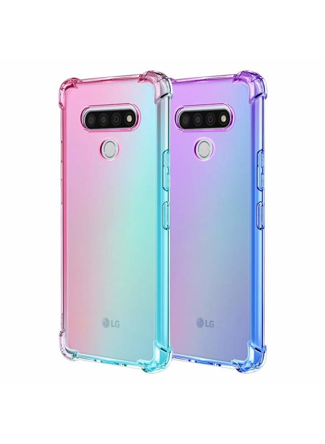 Osophter for LG Stylo 6 Case Clear Transparent Reinforced Corners TPU Shock-Absorption Flexible Cell Phone Cover for LG Stylo 6(Purple-Blue) - Image 4