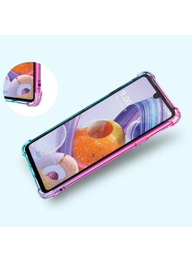 Osophter for LG Stylo 6 Case Clear Transparent Reinforced Corners TPU Shock-Absorption Flexible Cell Phone Cover for LG Stylo 6(Purple-Blue) - Image 5