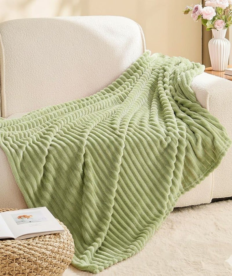 T G H Striped Flannel Fleece Blanket Plush Throw Blanket Super Soft Blanket King Size(220x240) For Bed and Sofas Luxurious Warm and Comfortable - Image 1